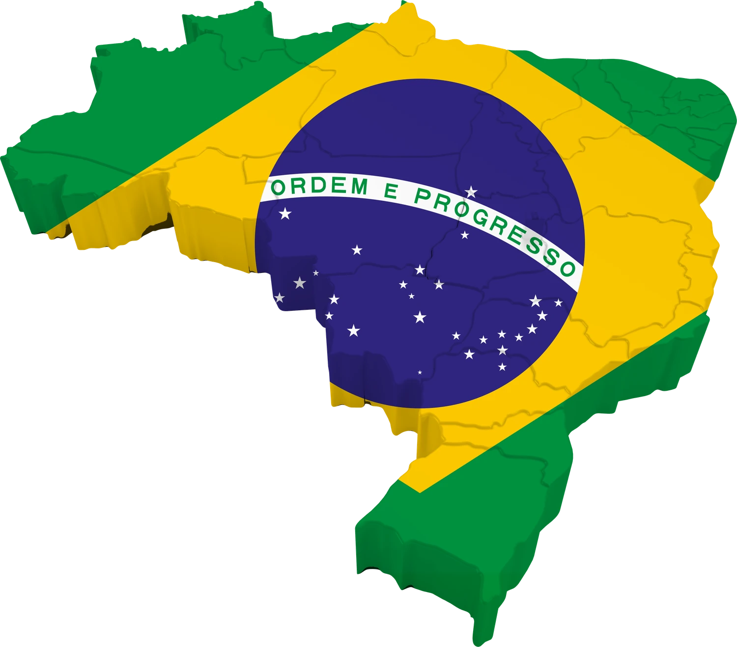 Mapa do Brasil preenchido com a bandeira nacional — atendimento em todo o país