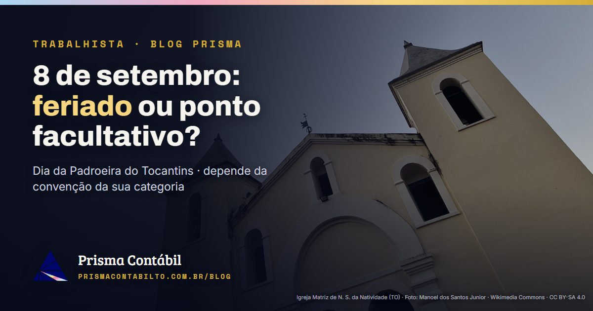 Card da matéria: 8 de setembro no Tocantins — feriado da Padroeira ou ponto facultativo?