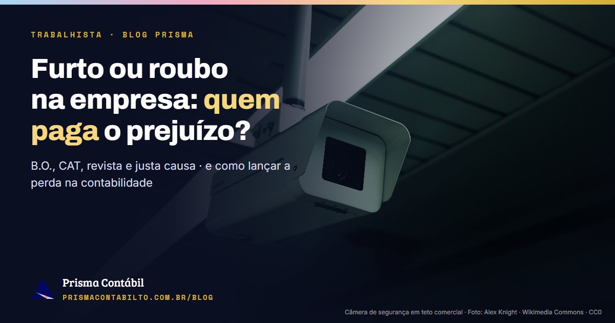 Câmera de segurança (CCTV) no teto de um comércio, ilustrando furto ou roubo na empresa
